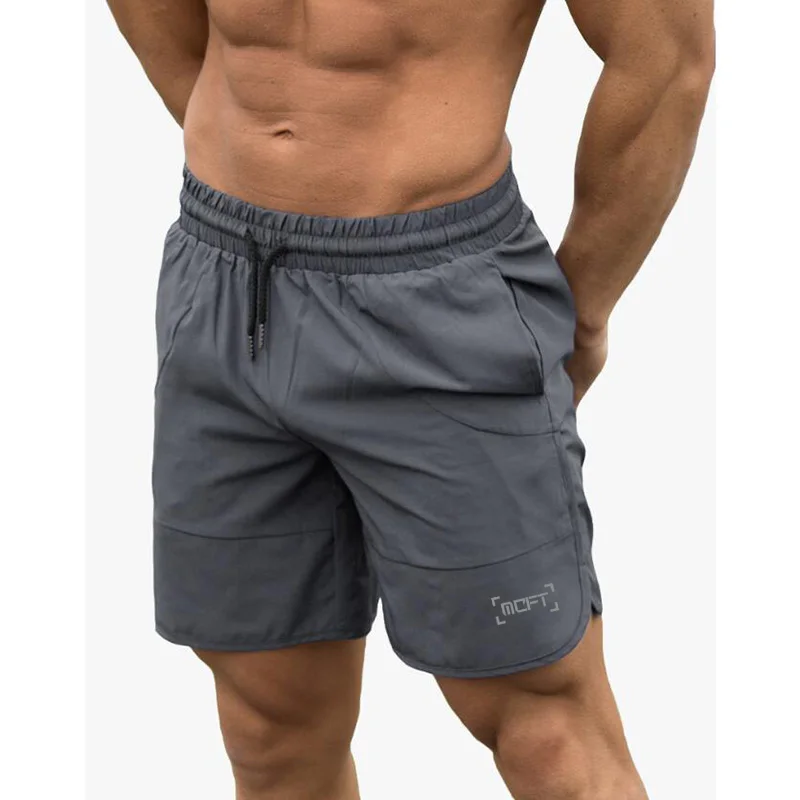 Брендовая одежда Muscleguys, шорты для бодибилдинга, мужские шорты для фитнеса, тренировок, повседневная спортивная одежда с принтом, быстросохнущие шорты для тренажерного зала - Цвет: Серый