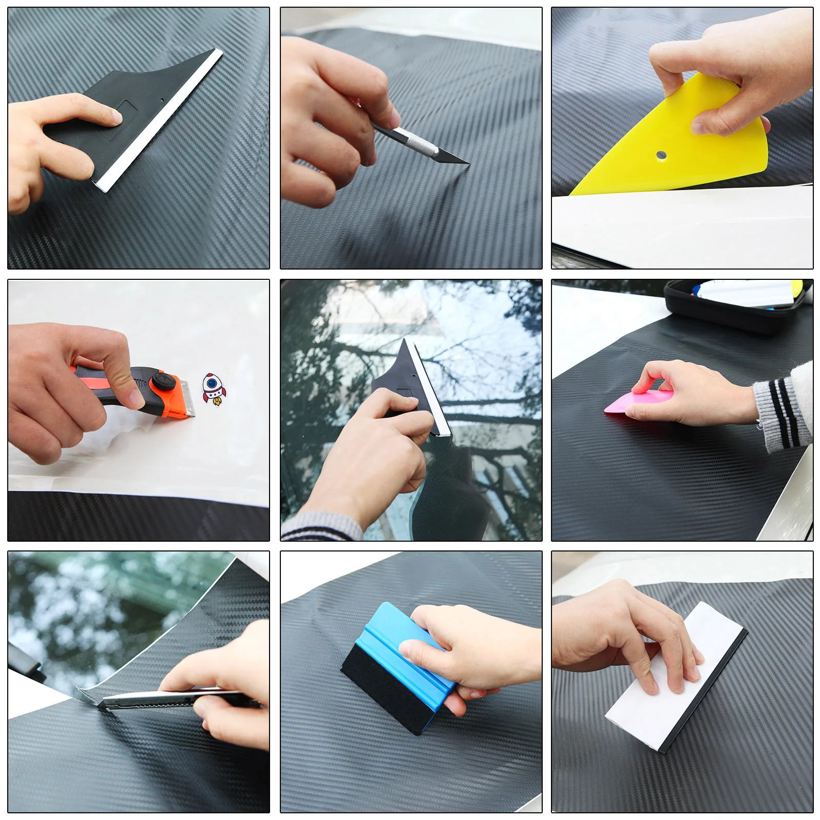 Car Wrapping Tools Vinyl Wrap Film Sticker Wrapping Auto Window Foil Squeegee Razor Scraper Cutter Aid Tinting With Storage Box 9/14pcs
