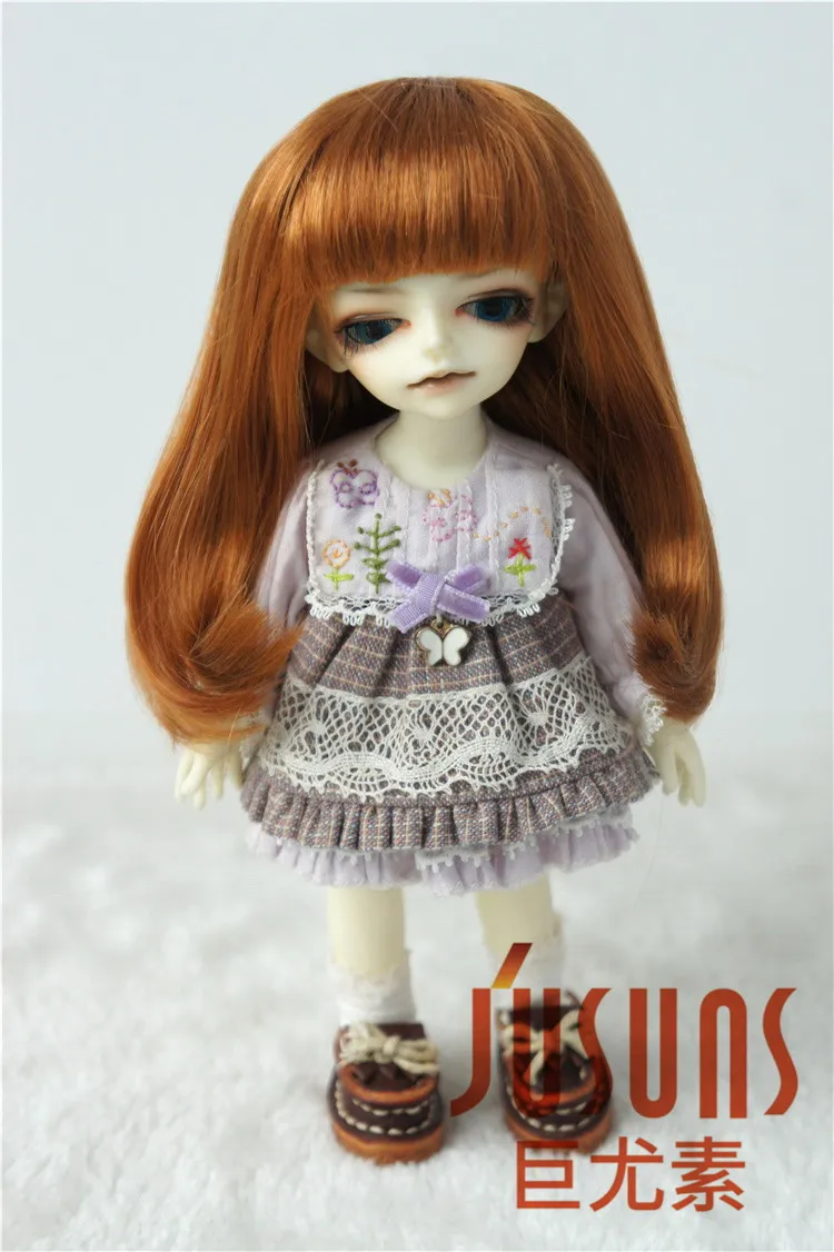 JD319B 1/12 милый синтетический мохер BJD кукольный парик для размера 4-5 дюймов и 5-6 дюймов волосы длинные кукольные парики с полной челкой аксессуары для куклы - Цвет: Size 4-5inch SM8