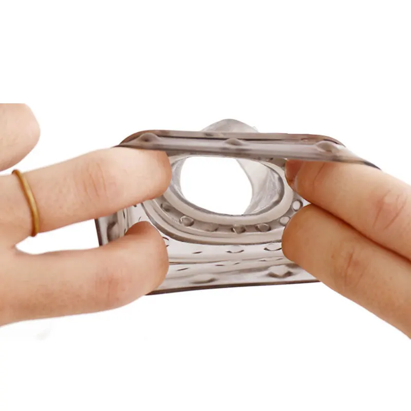 Silicone-Penis-Sleeve-Cover-Reusable-Condoms-With-Spike-Dotted-Penis-Cock-Ring-Delay-Ejaculation-Adult-Sex