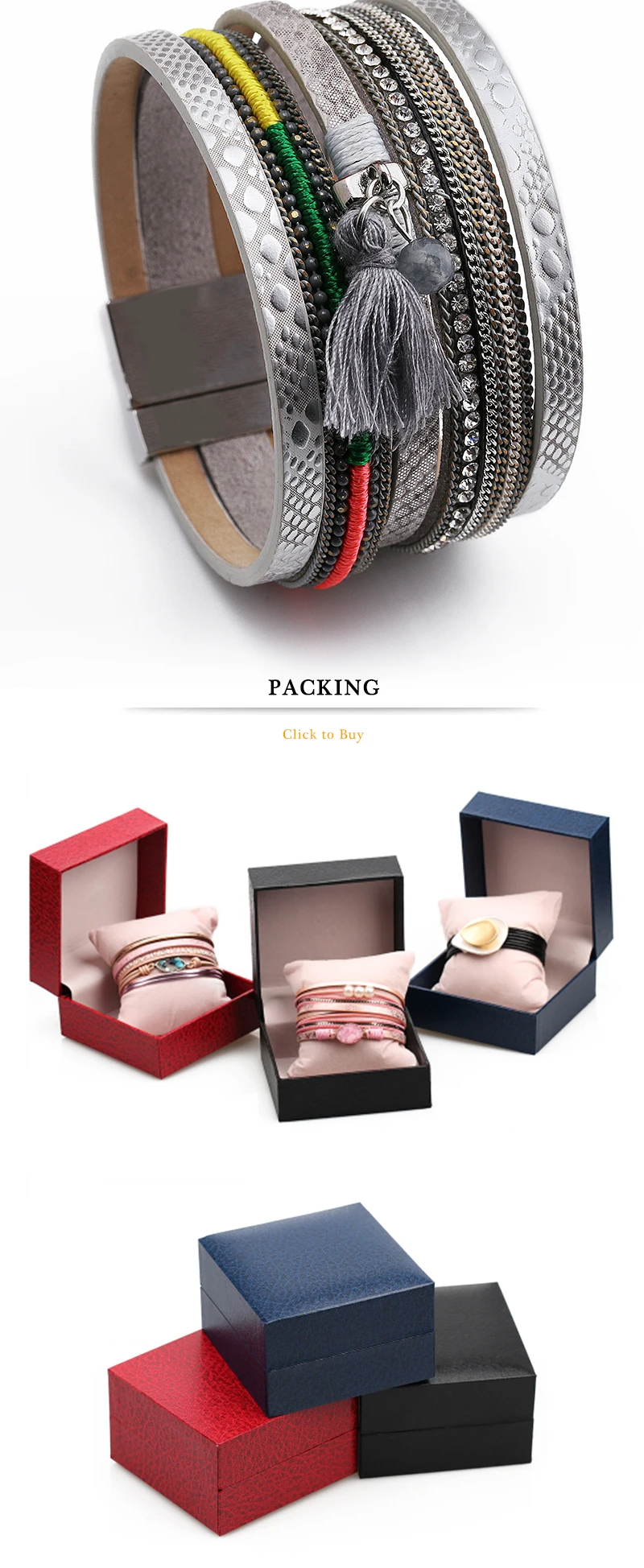 Новое поступление, модные ювелирные кожаные браслеты для женщин, 5 цветов, многопользовательские богемные браслеты, женские браслеты и браслеты