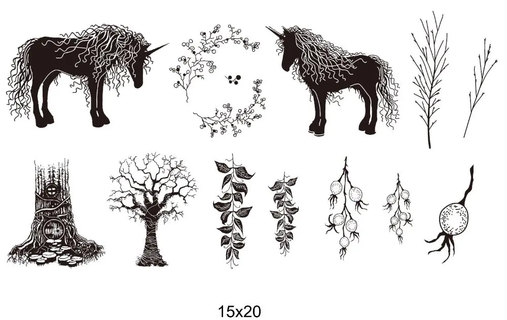 Единорог Дерево Цветок Прозрачный штамп или штамп для DIY Скрапбукинг/изготовление открыток/Детские забавные украшения A608