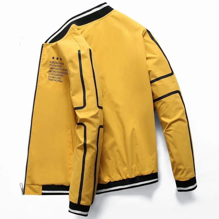 Новая мужская куртка-бомбер на молнии, осенняя мужская повседневная Уличная одежда в стиле хип-хоп, приталенное пальто пилота, мужская одежда размера плюс 4XL, GA463 - Цвет: Yellow Jacket