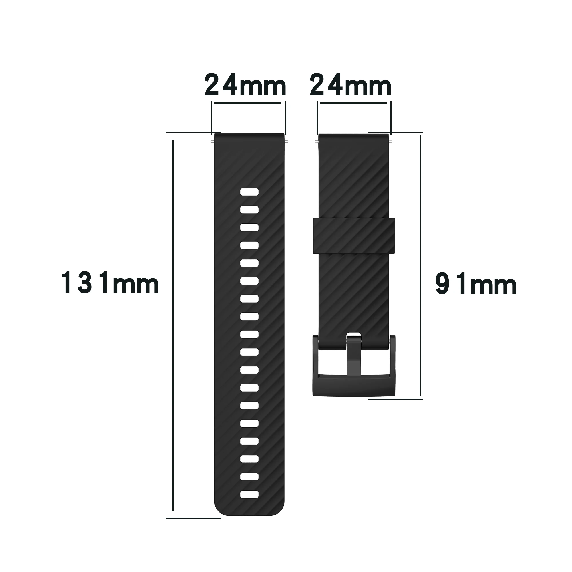 Premium 24mm Soft Silicone Watch Strap Bracelet