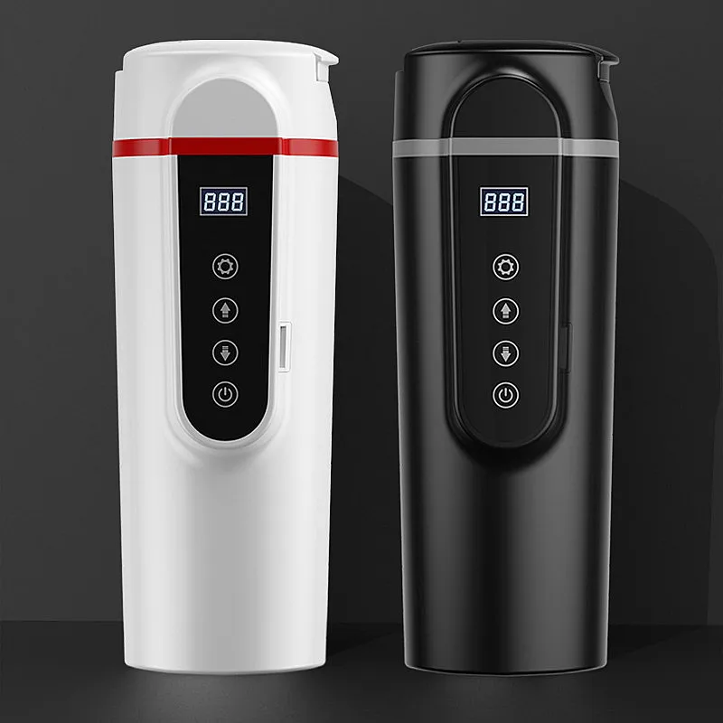 Taza de calefacción eléctrica para coche, Hervidor de Agua con pantalla LCD, 12V, 24V, 420ML
