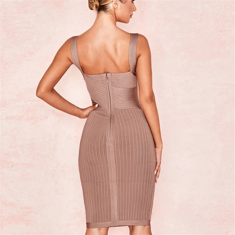 Women Spaghetti Strap V-Neck Bandage Dresses 2021 Fashion Party Bodycon Dress Long Pencil Dress Sexy Backless Female Vestidos