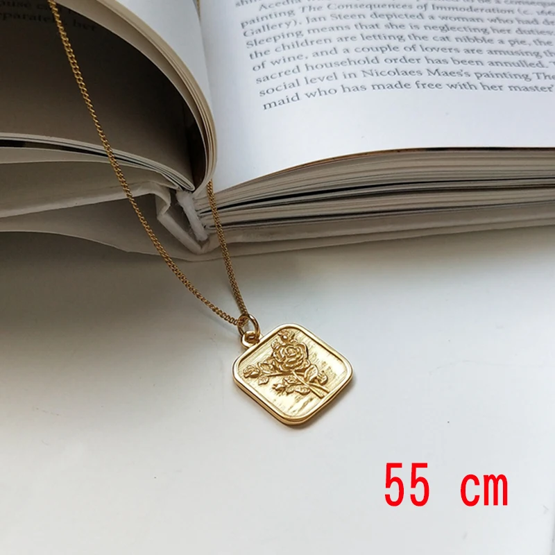 Плоская цепочка из змеиных костей, ожерелье, 925 пробы, серебро, золото, плоский широкий цветок, чокеры, ожерелье для женщин, модные роскошные ювелирные изделия - Окраска металла: square 55cm