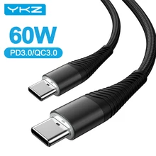 YKZ USB C USB C tipi kablo 60W hızlı şarj PD tipi-c kablo için Huawei Samsung s21 QC 3.0 için Xiaomi Macbook Pro USB C kablosu