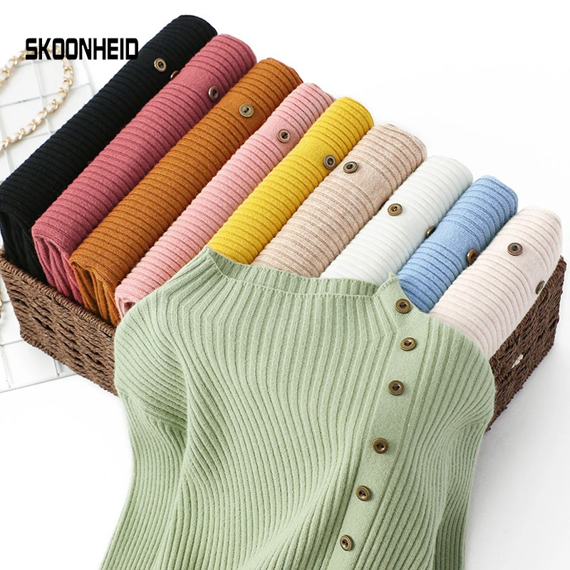SINGRAIN Stripe Knitted Pullovers Women Warm Elastic Long Sleeve Autumn Winter Knitwear Basic Top Turtleneck Slim Solid Sweater | Женская