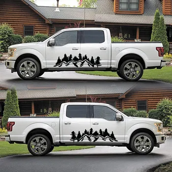 

2pcs Decorative Stickers Black Auto Decal Graphic Mountain Tree Forest