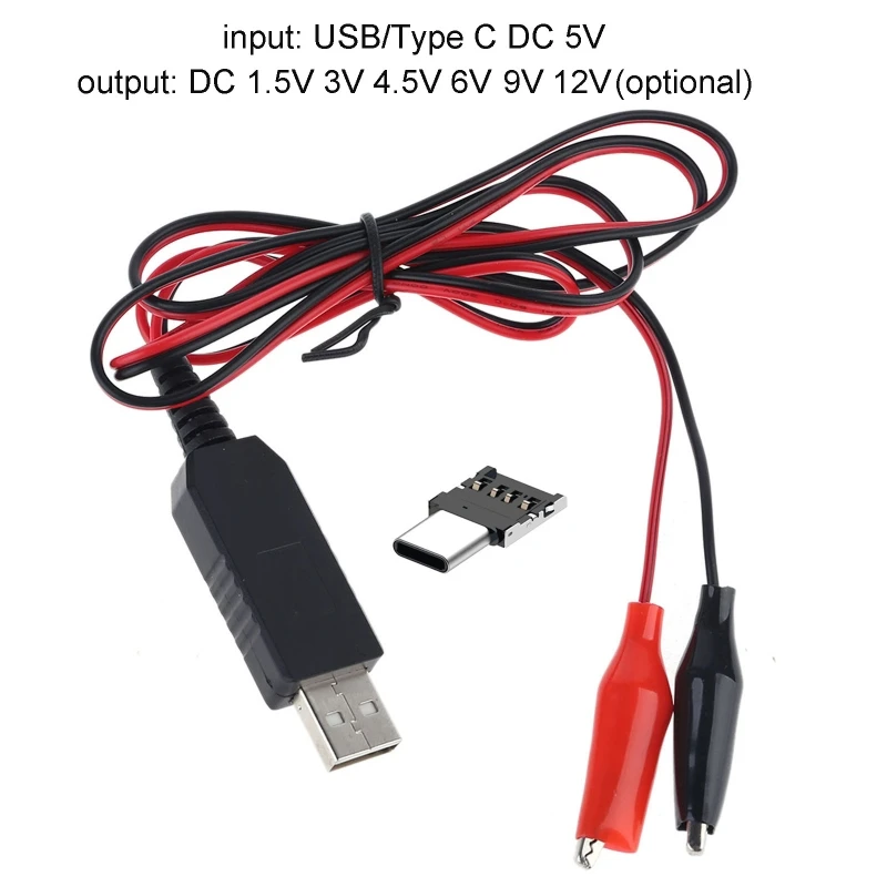locutor Arturo ama de casa Cable de alimentación USB tipo C a 1,5 V, 3V, 4,5 V, 6V, 9V, 12V,  eliminador de batería de tamaño AA, AAA, C, D, para juguetes de luz LED,  Walkie Talkie|Adaptadores AC/DC| -