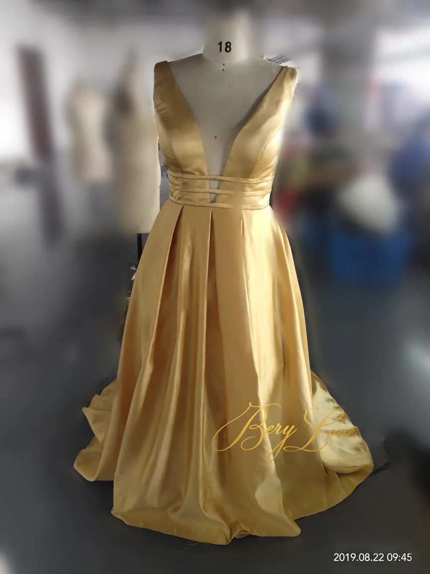 Golden-37 Berylove, сексуальное красное вечернее платье,, элегантное, атласное, вечернее платье, длинное, официальное, Abiye, для выпускного, вечерние платья, vestido longo festa 04010248 - Цвет: Golden-37