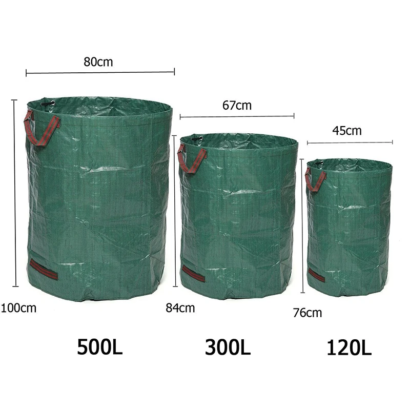 Large Capacity Heavy Duty Garden Waste Bags Durable Reusable Waterproof PP Yard Leaf Grass Container Storage