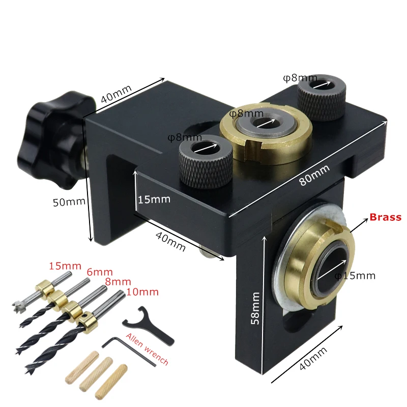 Woodworking Punch Locator Vertical Drilling Kit Self Centering Dowellig Jig Tool
