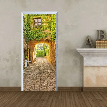 

1pc Door Sticker Renovation PVC Waterproof Decorative Removable Door Sticker Door Decals for Restaurant Cafe Hotel