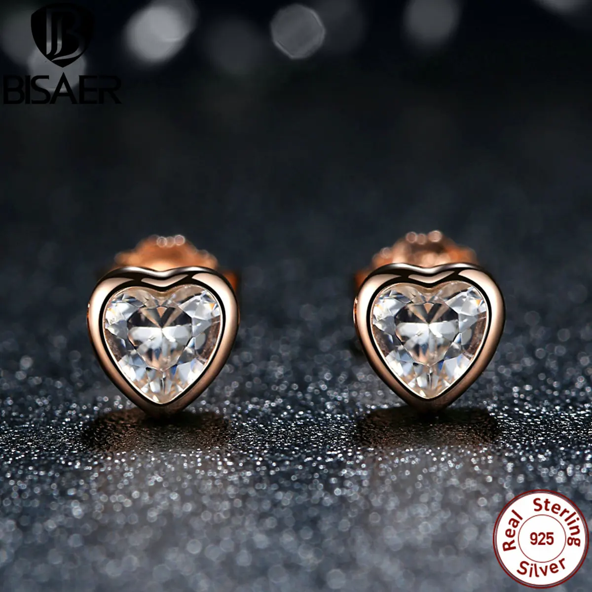 Женские серьги гвоздики из серебра 925 пробы с фианитом|heart stud earrings|fashion earringsstud earrings