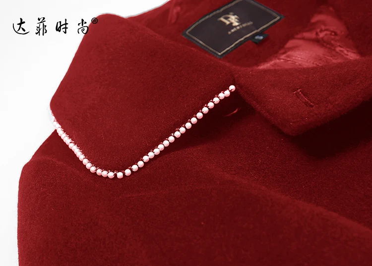 Европейский Подиум дизайнерское элегантное красное шерстяное пальто с бантом теплое зимнее женское пальто средней длины Abrigo Mujer