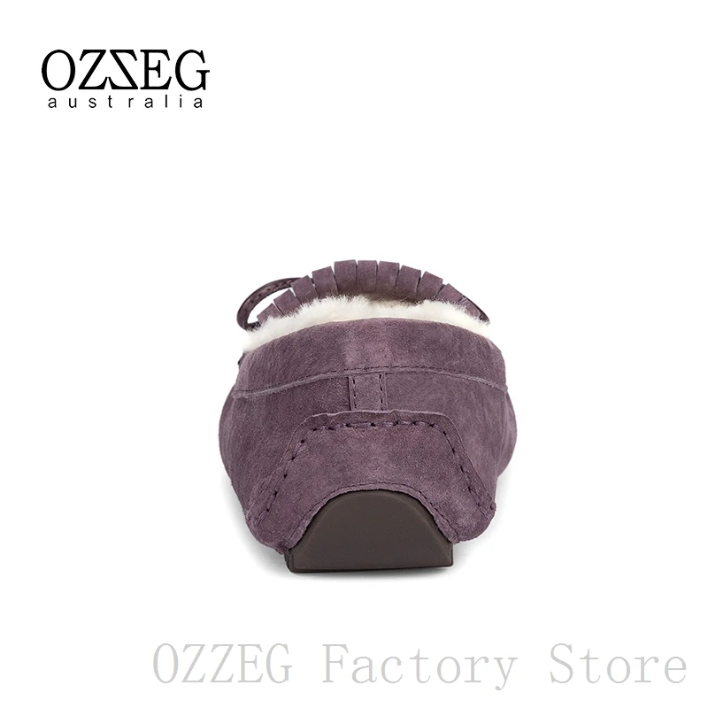 OZZEG; Роскошная брендовая дизайнерская обувь; женская зимняя обувь из натуральной кожи на плоской подошве; австралийская подкладка из натуральной овечьей шерсти; лоферы; женская обувь с бахромой