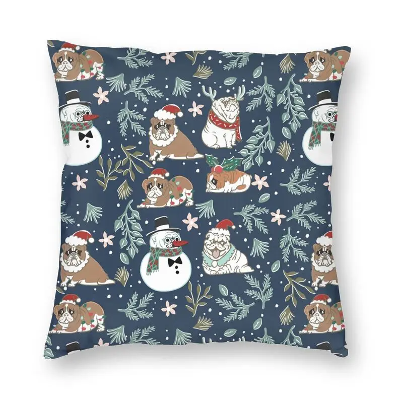 

Nordic Style Christmas English Bulldogs Throw Pillow Cover Home Decor Custom Square Cushion Cover 45x45cm Pillowcover for Sofa