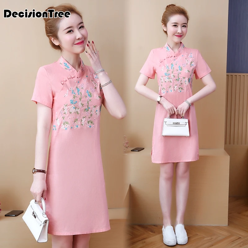Горячая Распродажа китайское платье cheongsam qipao традиционное китайское высококачественное китайское женское платье qipao хлопок и лен цветочный принт