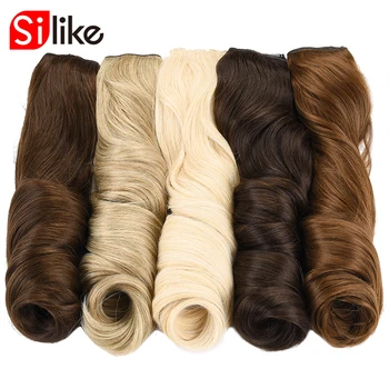 Silike 24 inch Wavy Clip in Hair Extension Synthetic Clip Extension Heat Resistant Fiber 4 Clips one Piece 17 Colors Available 6