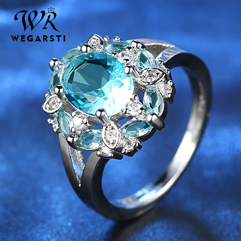 WEGARASTI Серебро 925 Ювелирное кольцо кольца из рубинового драгоценного камня для женщин Настоящее 925 пробы Серебряное женское Ювелирное кольцо