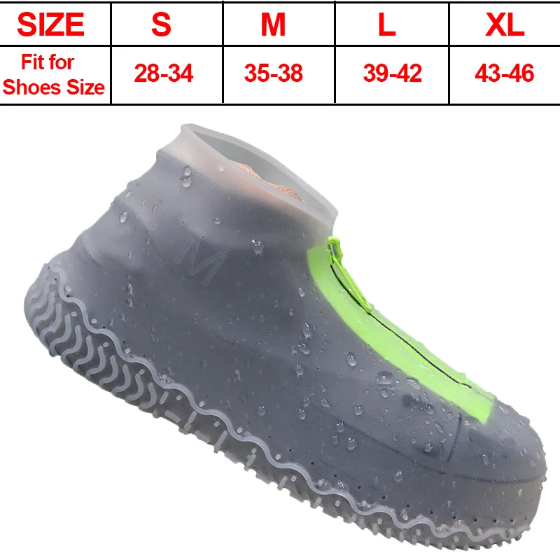 FamtiYaa Silicone Waterproof Shoe Cover Overshoes with Zipper Non-Slip Washable Protection Rain Shoes Boots for Women Men 2020