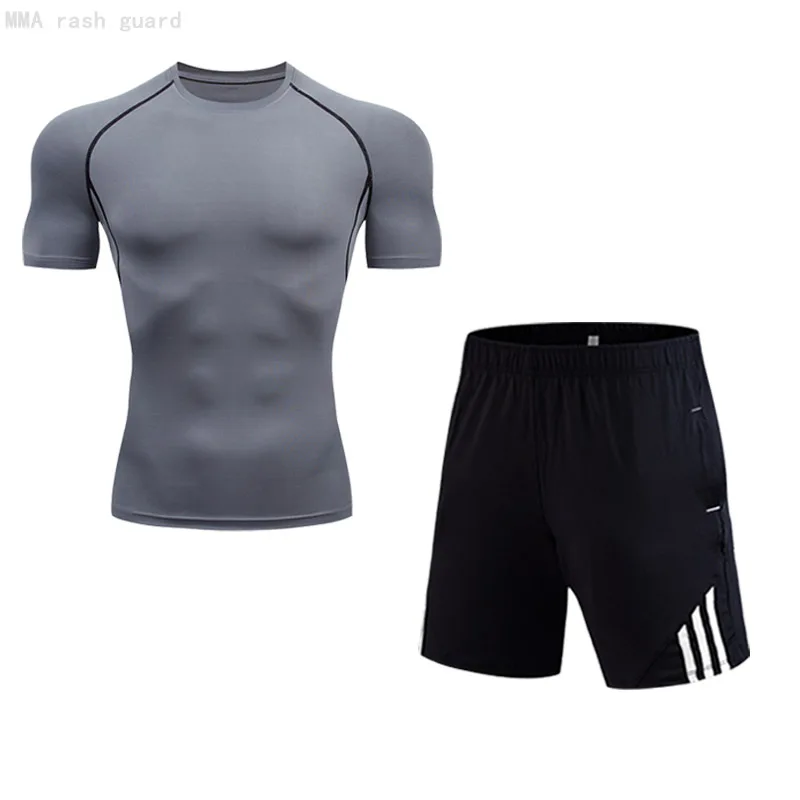 2021 New Casual Short Suit Men's Jogging T-shirt Pants 2-pc /set Beachwear Sweat Dries Quickly Tracksuit Men | Мужская одежда