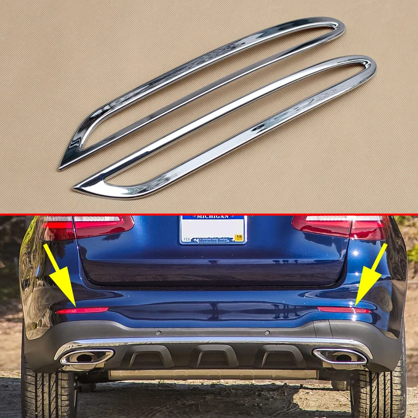 

Chrome Rear Tail Fog Light Foglight Lamp Cover Trim Fit For Mercedes Benz GLC X253 2016 2017 2018 Accessories 2Pcs