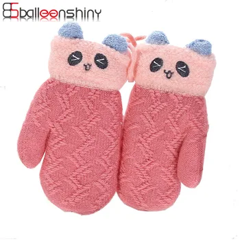 

Balleenshiny New Cute Warm Gloves Kids Gloves Winter Plus Velvet Thickening Children's Gloves Cartoon Panda Baby Mittens