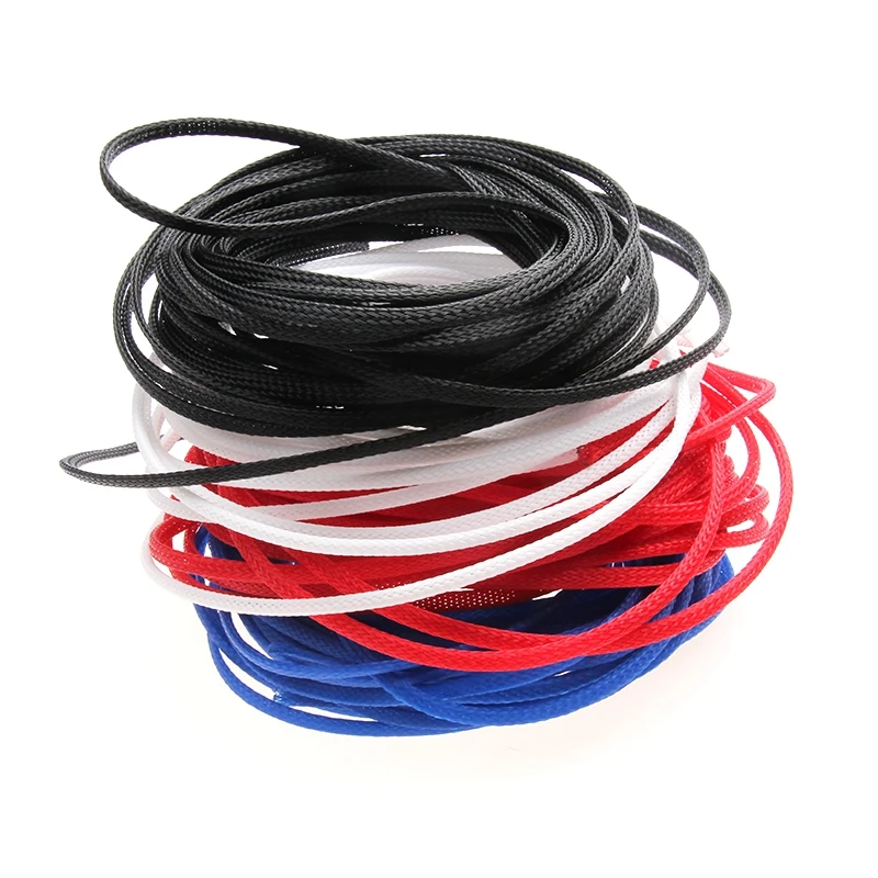 50 мм черный плетеный кабель рукав Expandable плотно питомца нейлона высокой плотности провода рукава обшивка ПК кабель Органайзер с защитой