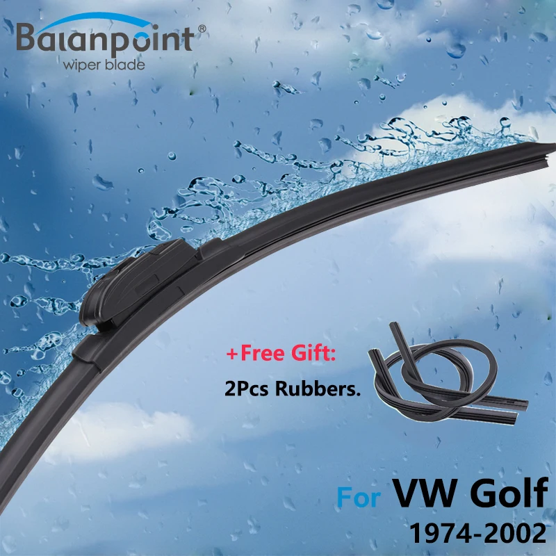 2Pcs Wiper Blades + 2Pcs Soft Rubbers for Volkswagen Golf 1974 2002