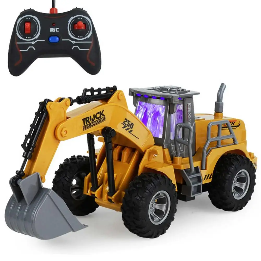 RC Car Excavator Truck Model Remote Control ABS Engineering Vehicle Beach Toys Kids Boys Birthday Christmas Gifts 2