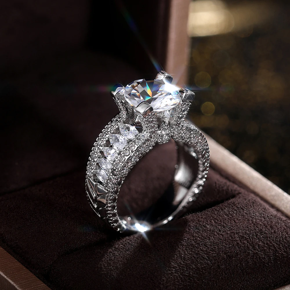 1pc Vintage Big Diamond Heart-shaped Ring | SHEIN