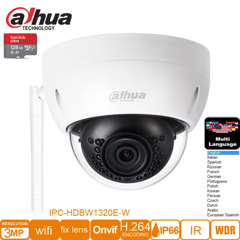 Сетевая ip камера dahua Wi Fi 3 Мп IR Diatance 30 м Easy4ip облачная поддержка с логотипом русская|Камеры видеонаблюдения| |