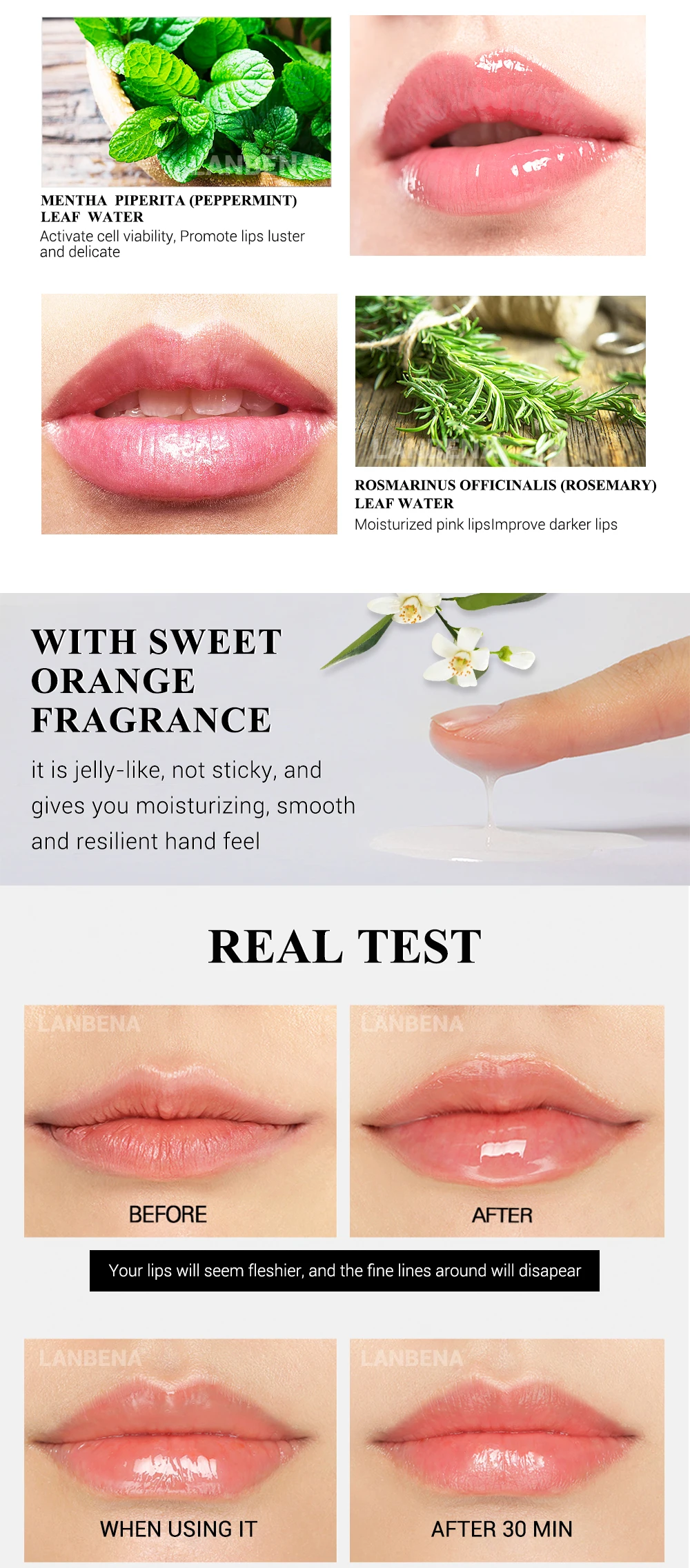 LANBENA Lip Plumper Updated Version Serum Lip Mask Reduce Fine Lines Increase Lip Elasticity Resist Aging Moisturizing Lip Care