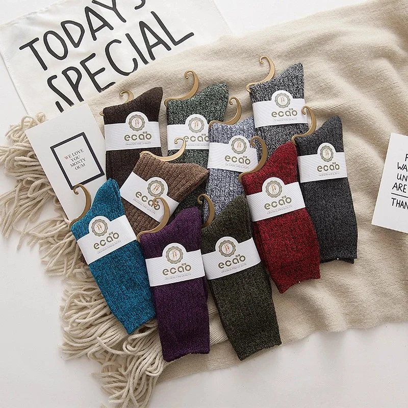 5 пар, женские осенне-зимние ворсовые носки, теплые толстые носки без пятки, женские носки в студенческом стиле, BCW021