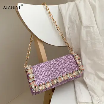 

Fashion Pleated Women Handbag Tote Elegant Dinner Clutch Underarm Shoulder Bags Popular Simple Female Daily Bag