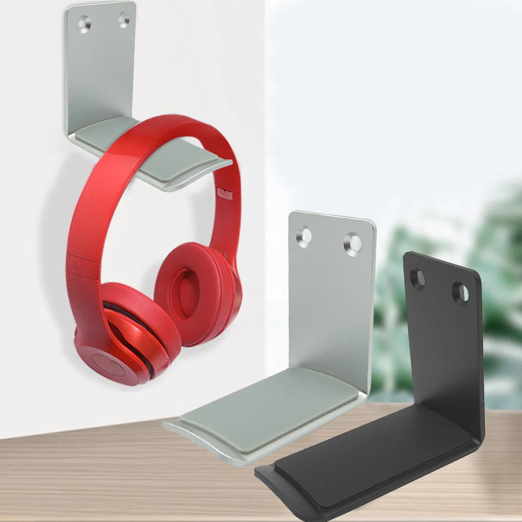 

Headset Hook Holder Wall Mount Aluminum Headphone Stand Hanger Universal Umbrella Rack Side Glue Type Silver
