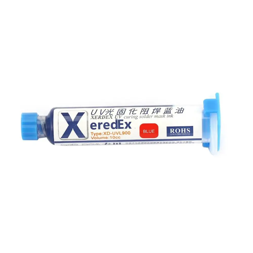 Blue XEREDEX 10 мл УФ паяльная маска BGA PCB краска для предотвращения пайки пасты флюс КОРРОЗИОННОЕ отверждение припоя защитная маска чернила - Цвет: Blue
