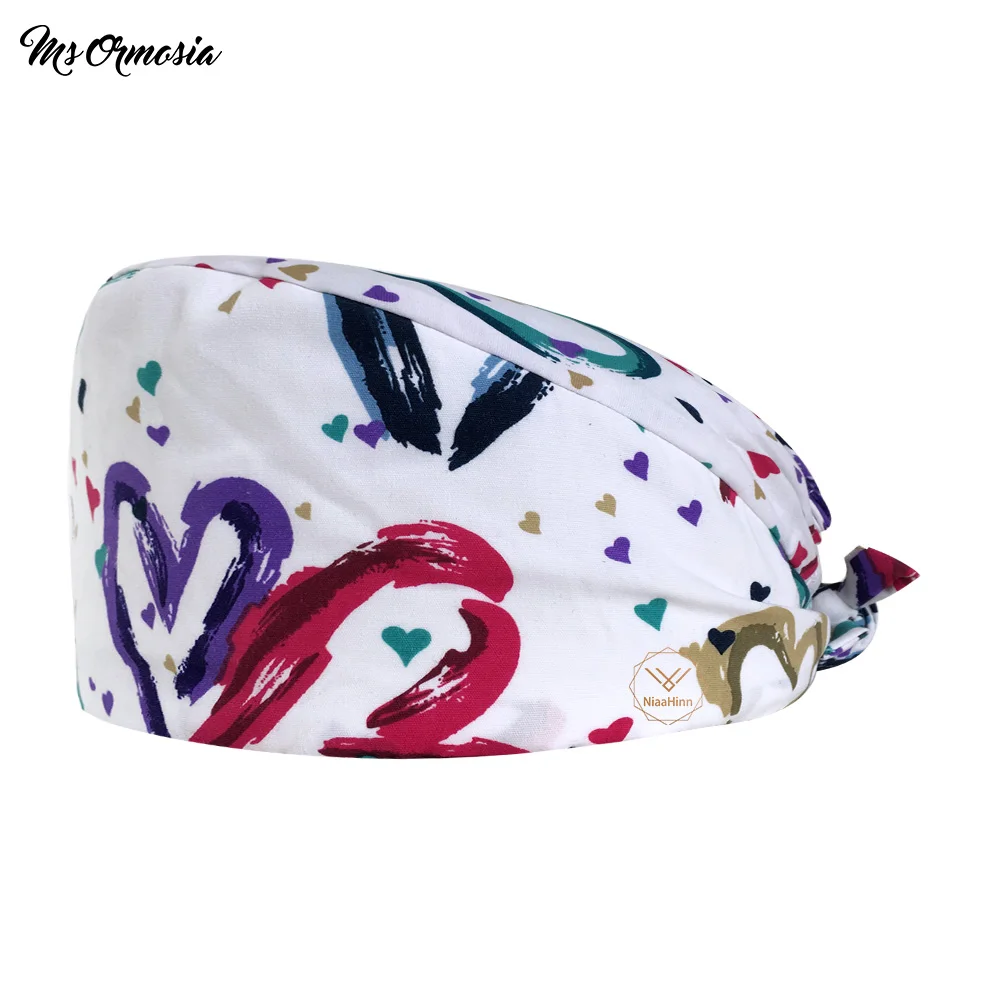 new Fashion cotton Love Cartoon print hats adjustable Scrub hat beauty salon working cap laboratory pet shop fashion scrub | Тематическая