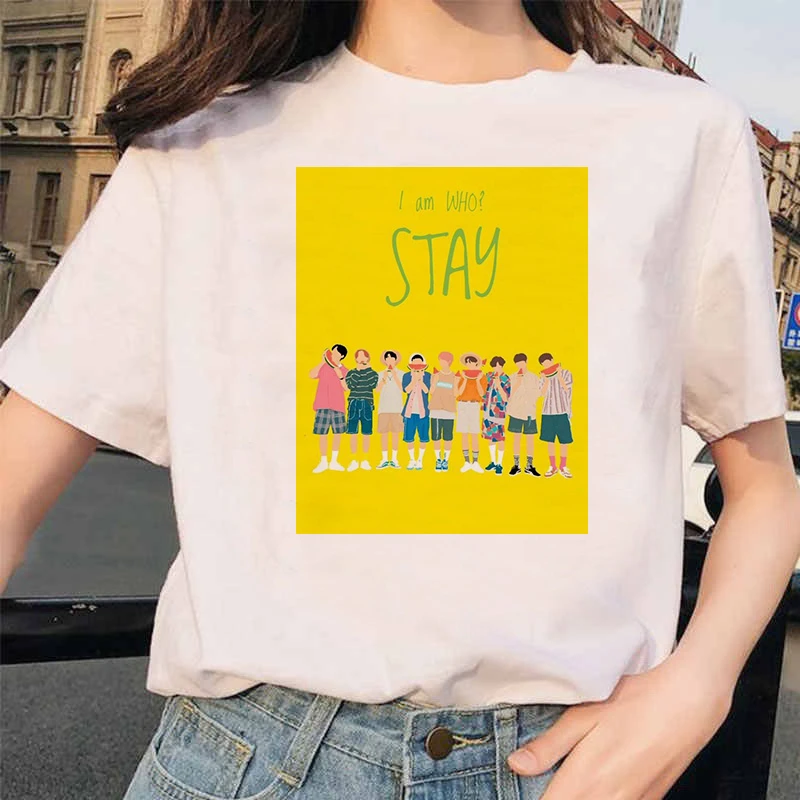 Kpop Stray Kids/Женская Футболка K Pop StrayKids, футболка в стиле хип-хоп, Корейская кавайная футболка в стиле Харадзюку, футболки в стиле хип-хоп для женщин - Цвет: 3135
