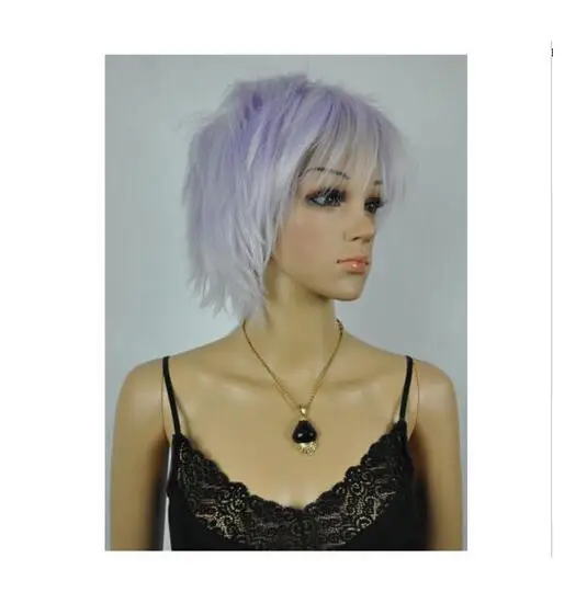 Shunshun6607++ Модный очаровательный светильник фиолетовый короткий женский парик