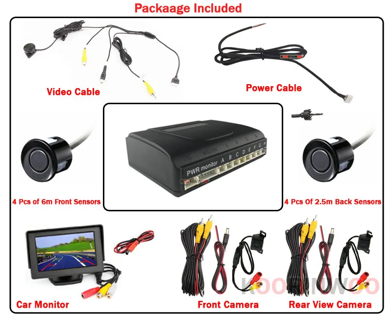 Koorinwoo parktronik carro led kit sensor de