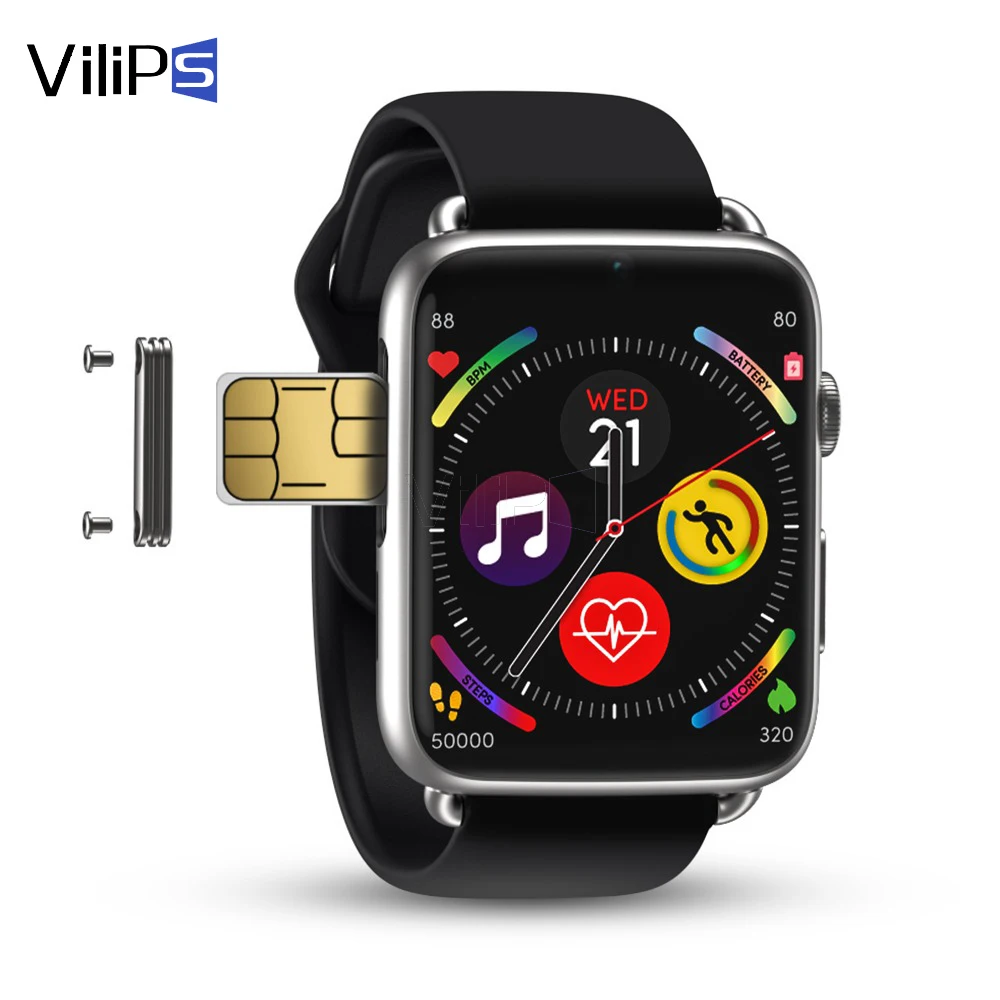 Смарт-часы Vilips GPS WIFI 4G 3 ГБ 32 1 88 дюйма сенсорный экран для сердечного ритма Android 7 с