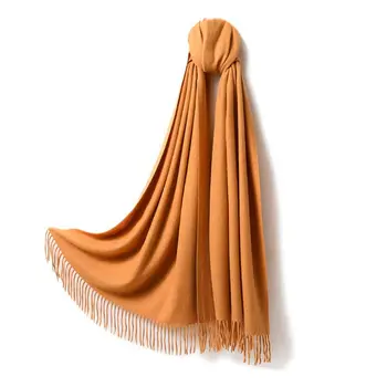 

200x70cm Womens Winter Pashmina Oversized Thicken Warm Large Scarf Bright Solid Color Fringe Tassels Long Shawl Blanket Wraps