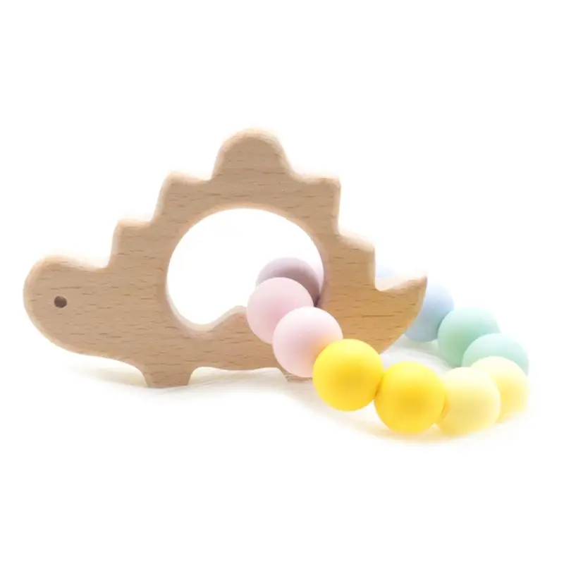 1 шт. Мультяшные животные Детский браслет для прорезывающихся зубов детские Буковые деревянные силиконовые бусины молярные игрушки H3CD - Цвет: 5