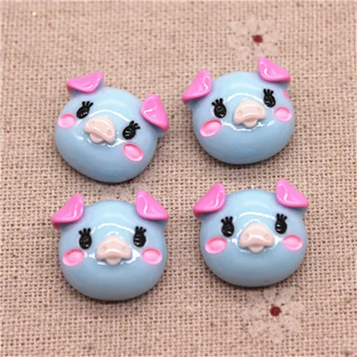 blue 10pcs 10 шт. 17*18 мм заколки для волос Маленькая свинья плоский кабошон для детская клипса DIY аксессуары для украшений для волос - Цвет: blue 10pcs