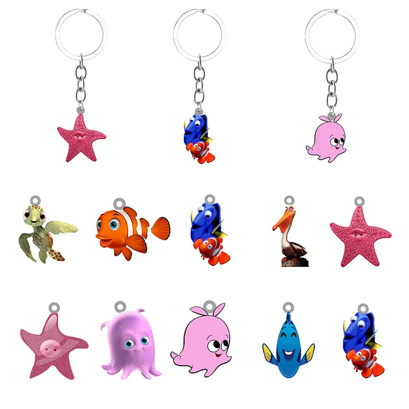 Disney Finding Nemo Characters Crush Dory Cartoon Shape Epoxy Resin Keychain Backpack School Bag Pendant Jewelry DIY581 | Украшения и