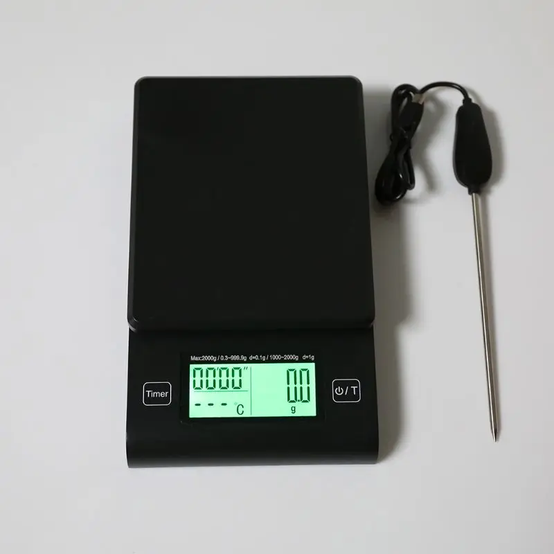 Портативный многофункциональный светодиодный Таймер электронные цифровые капельные кофейные весы с измерительным датчиком температуры Высокоточный кухонный